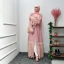 Abaya Kimono Frange Rose Muslim Mine