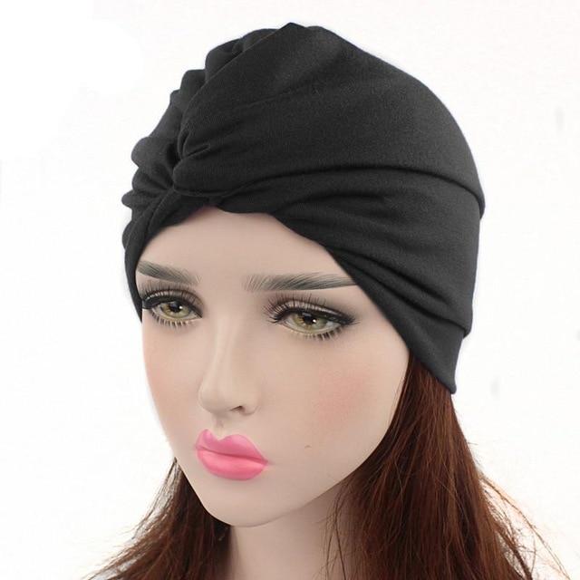 Bonnet Hijab Noeud à l'avant noir Muslim Mine