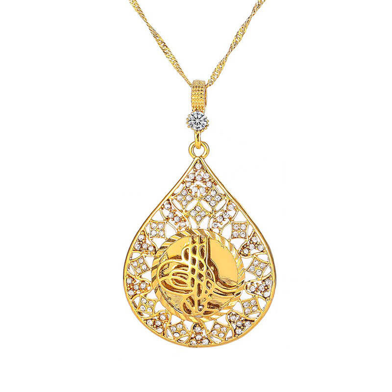 collier calligraphie arabe dore muslim mine