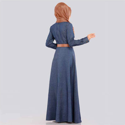 modele robe jean evase bleu nuit muslim mine