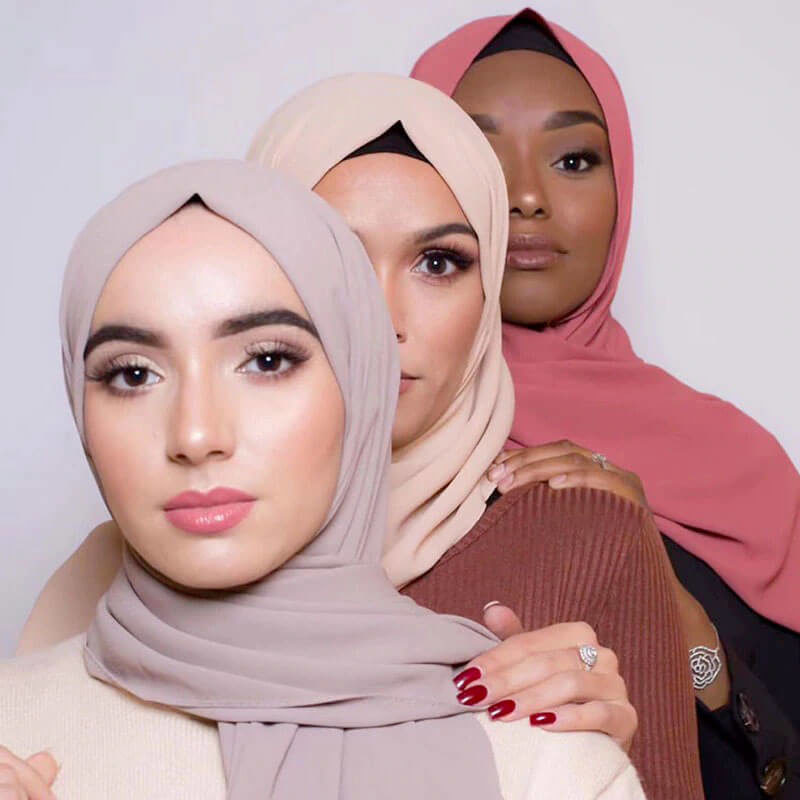 teintes visage hijab mousseline de soie muslim mine