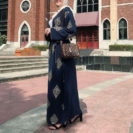 détail abaya kimono arabesque noir muslim mine