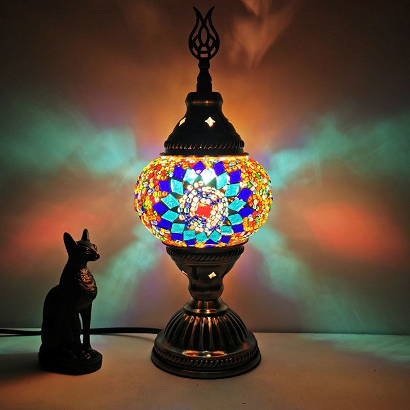 lampe turque zellige bleu lumineuse muslim mine